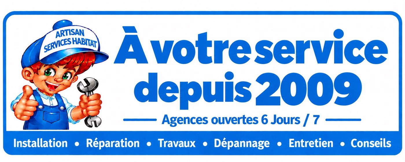 À votre service depuis 2009, agences ouvertes 6 jours sur 7 : installation, réparation, travaux, dépannage, entretien, conseils
